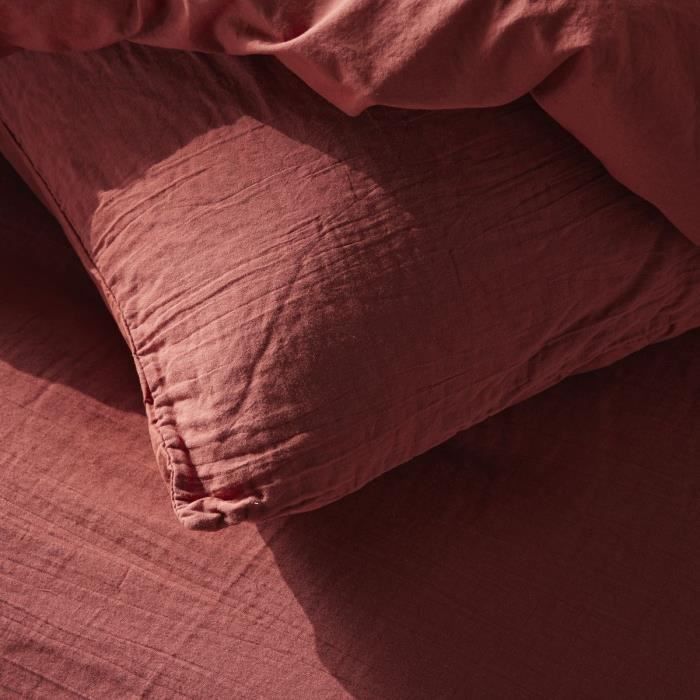 Bedding set - TODAY - 123670 - 2 people - 240x220cm - Plain cotton gauze - Terracotta