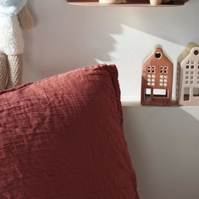 Bedding set - TODAY - 123671 - 2 people - 260x240cm - Plain cotton gauze - Terracotta
