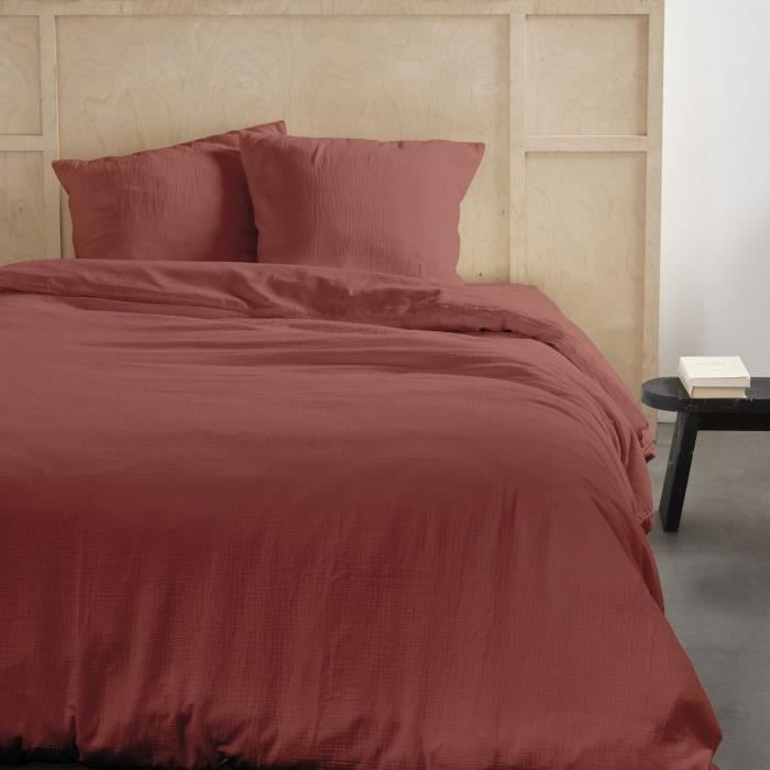 Bedding set - TODAY - 123671 - 2 people - 260x240cm - Plain cotton gauze - Terracotta