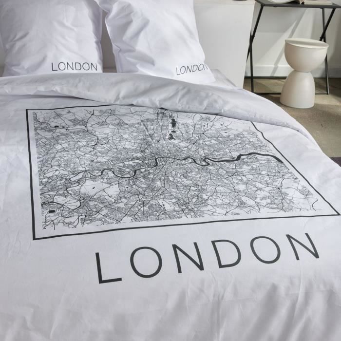 Bedding set - TODAY - JAVA - 2 people - 240x220 cm - Cotton - London print - White