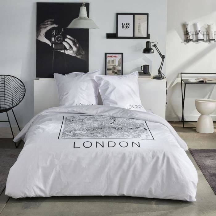 Bedding set - TODAY - JAVA - 2 people - 240x220 cm - Cotton - London print - White