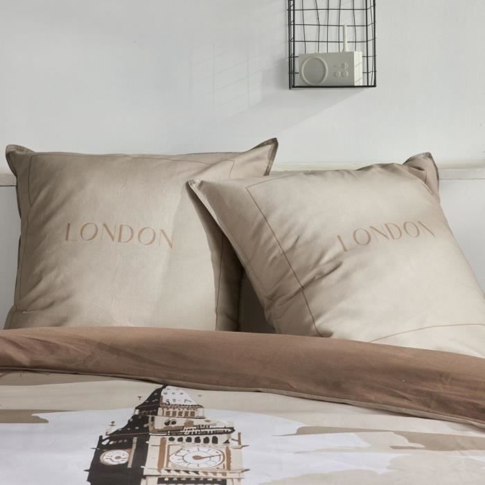 Bedding set - TODAY - JAVA - 2 people - 240x220 cm - Cotton - London print - Beige