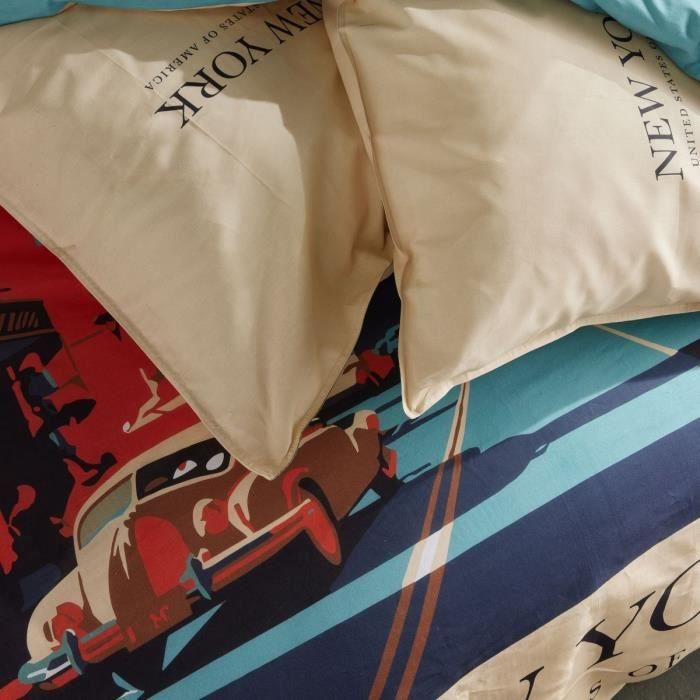 Bedding set - TODAY - JAVA - 2 people - 240x220 cm - Cotton - New York print - Beige