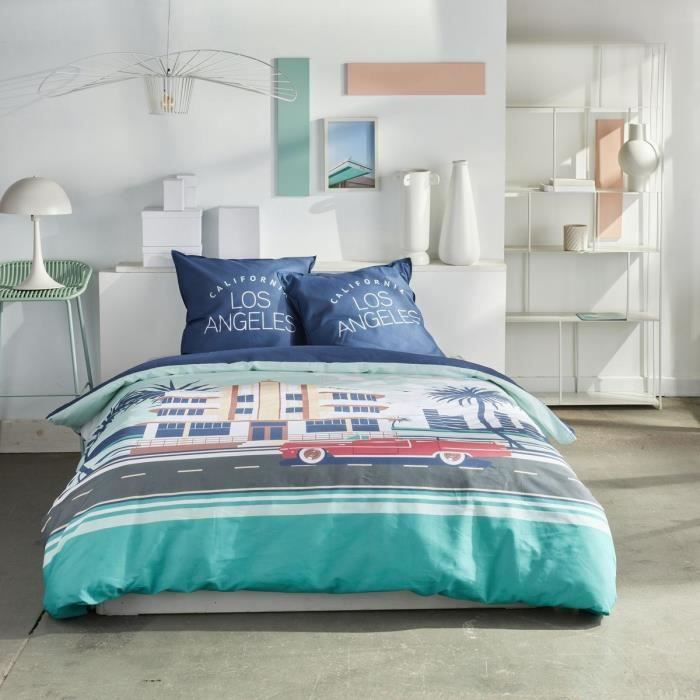 Bedding set - TODAY - JAVA - 2 people - 240x220 cm - Cotton - Los Angeles print - Blue