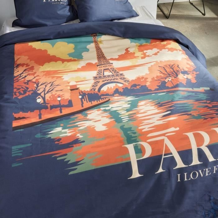 Bedding set - TODAY - JAVA - 2 people - 240x220 cm - Cotton - Paris print - Blue