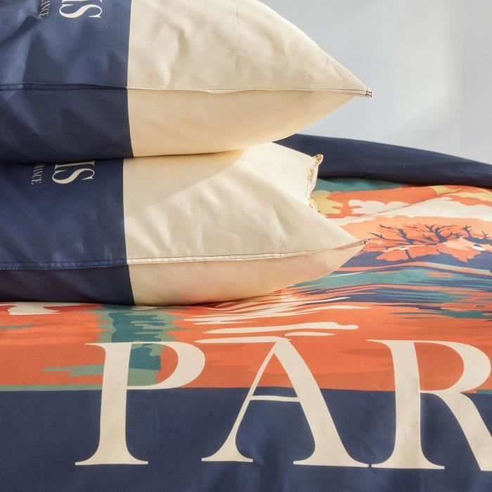 Bedding set - TODAY - JAVA - 2 people - 240x220 cm - Cotton - Paris print - Blue