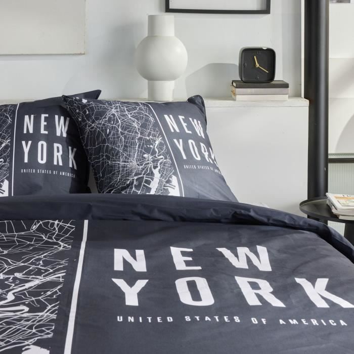 Bedding set - TODAY - JAVA - 2 people - 240x220 cm - Cotton - New York print - Black