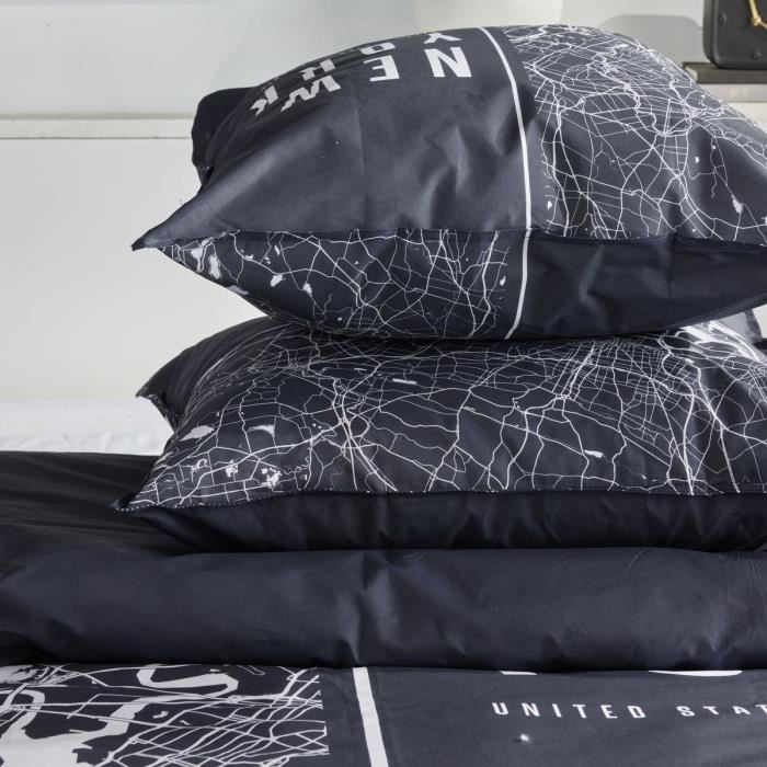 Bedding set - TODAY - JAVA - 2 people - 240x220 cm - Cotton - New York print - Black