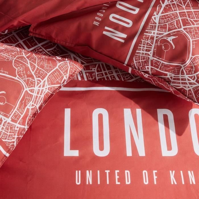 Bedding set - TODAY - JAVA - 2 people - 240x220 cm - Cotton - London print - Red