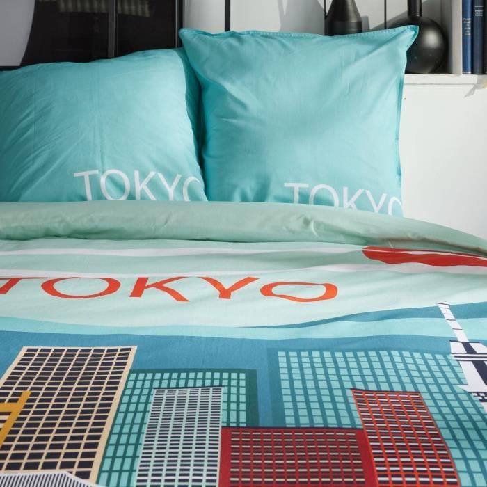 Bedding set - TODAY - JAVA - 2 people - 240x220 cm - Cotton - Tokyo print - Blue