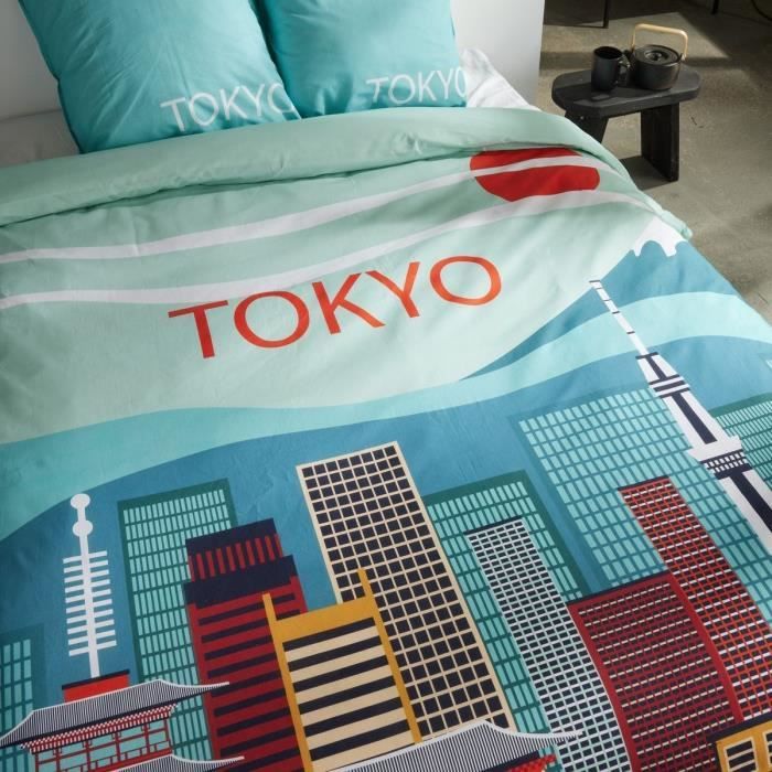 Bedding set - TODAY - JAVA - 2 people - 240x220 cm - Cotton - Tokyo print - Blue