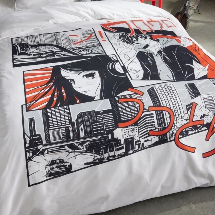 Bedding set - TODAY - JAVA - 2 people - 240x220 cm - Cotton - Manga print - White