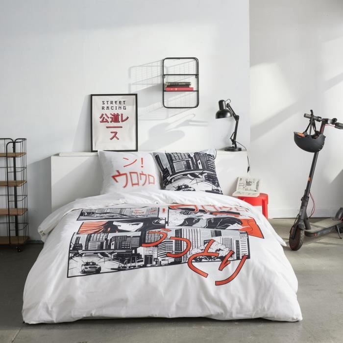 Bedding set - TODAY - JAVA - 2 people - 240x220 cm - Cotton - Manga print - White