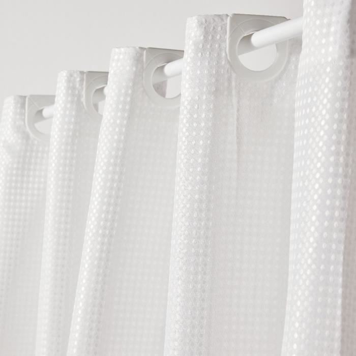 Waffle Shower Curtain - White - Polyester - 180 x 200 cm - 12 Hooks - UTILITY - TODAY