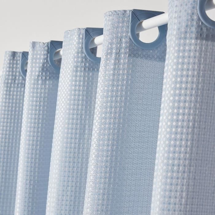 Waffle Shower Curtain - Blue - Polyester - 180 x 200 cm - 12 Hooks - UTILITY - TODAY
