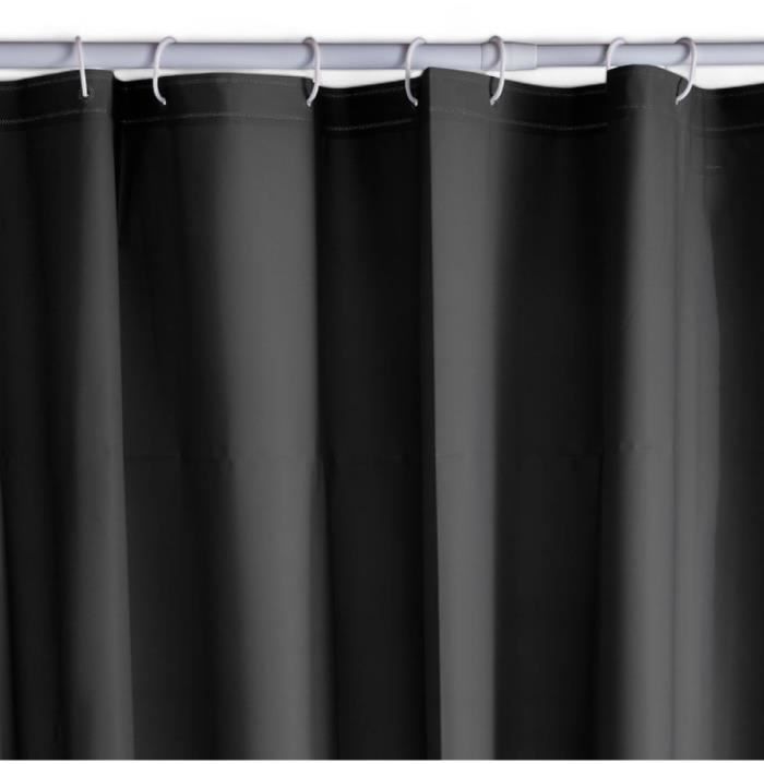 Waffle Shower Curtain - Black - PEVA - 180 x 200 cm - 12 Hooks - UTILITY - TODAY