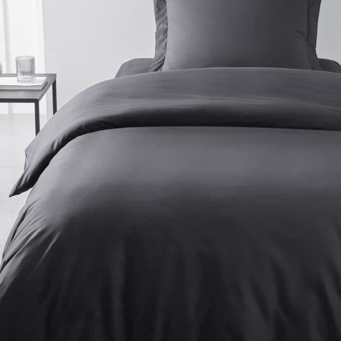 TODAY ESSENTIAL DUYTTE COVER - 140 x 200 cm - 1 person - 100% UNE cotton - charcoal