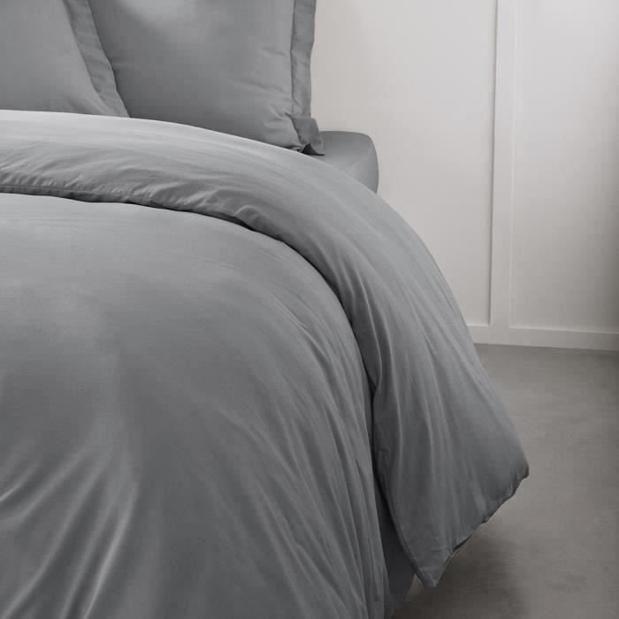 Duvet cover Today Essential - 220 x 240 cm - 2 people - 100% UNE cotton - Steel
