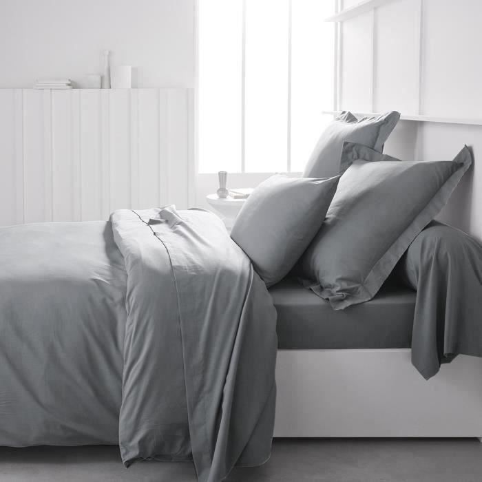 Teday Essential duvet cover - 240 x 260 cm - 2 people - 100% UNE cotton - Steel