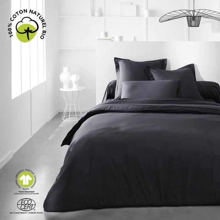 Fitted sheet - TODAY - 180 x 200 cm + 30 cm - Cotton - Organic Charcoal