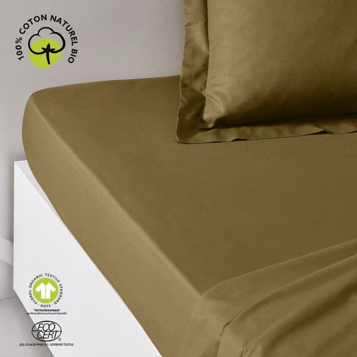 Fitted sheet - TODAY - 180 x 200 cm + 30 cm - Cotton - Organic Bronze