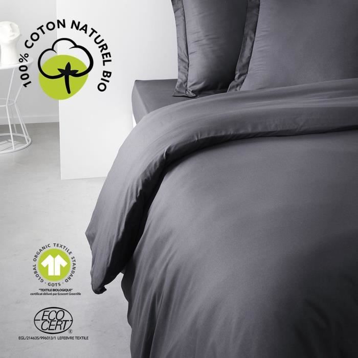 Bedding set - TODAY - 240 x 260 cm - 100% cotton - Organic Charcoal - GOTS certified organic