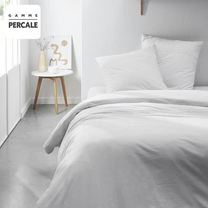 TODAY PRESTIGE TODAY Bed Parliament - 220 x 240 cm - 2 people - 100% percale macramé finish - chalk