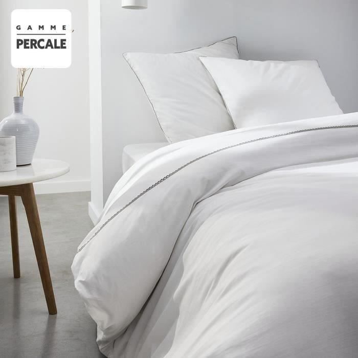 TODAY PRESTIGE TODAY Bed Parliament - 220 x 240 cm - 2 people - 100% percale lace finish - chalk