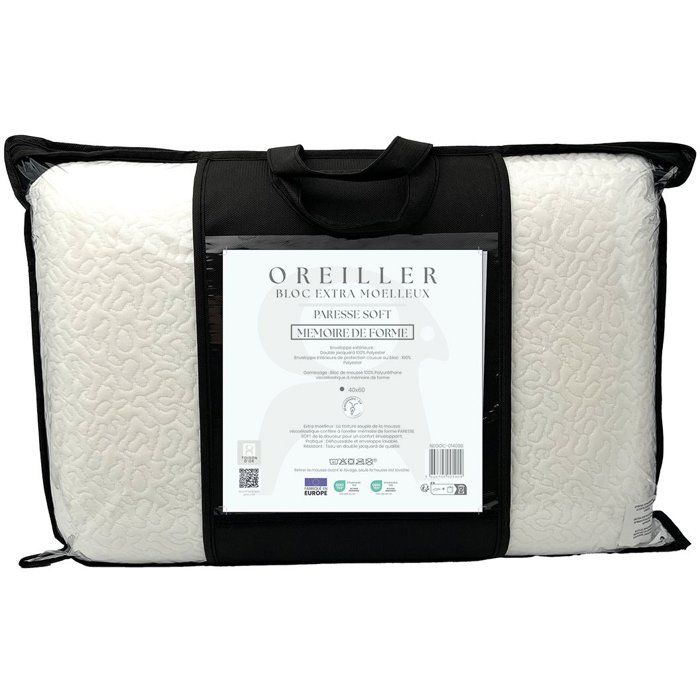 TOISON D'OR - Memory foam pillow - Paresse Soft - Extra soft comfort - 60x60cm - White