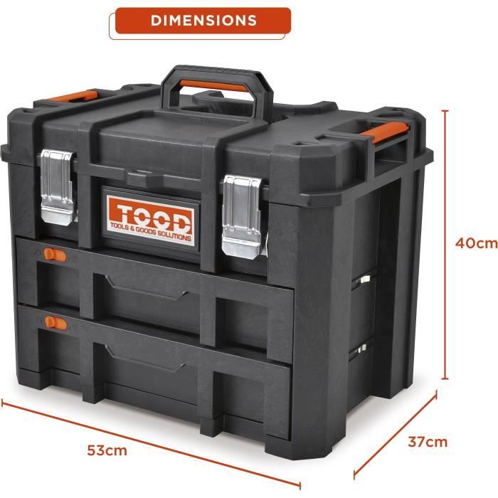 Tool case/tray - TOOD - Waterproof - With drawers - 53x37x40 cm