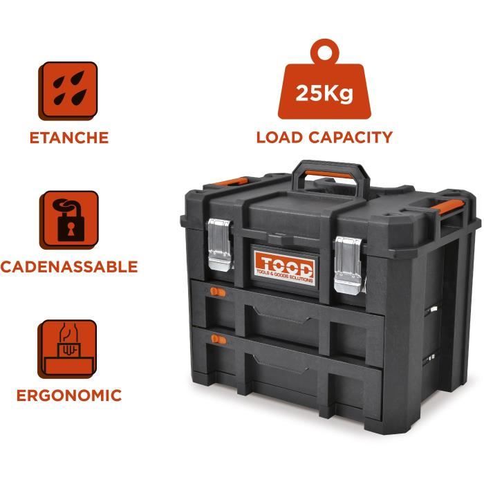 Tool case/tray - TOOD - Waterproof - With drawers - 53x37x40 cm