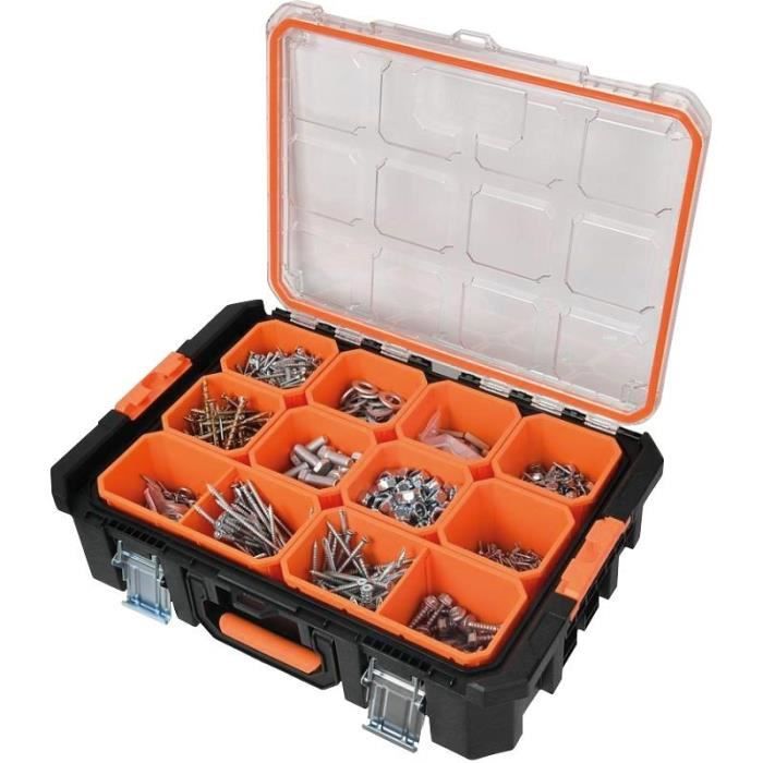 Organizer case - TOOD - 12 removable compartments - Transparent lid - 53x37x13 cm