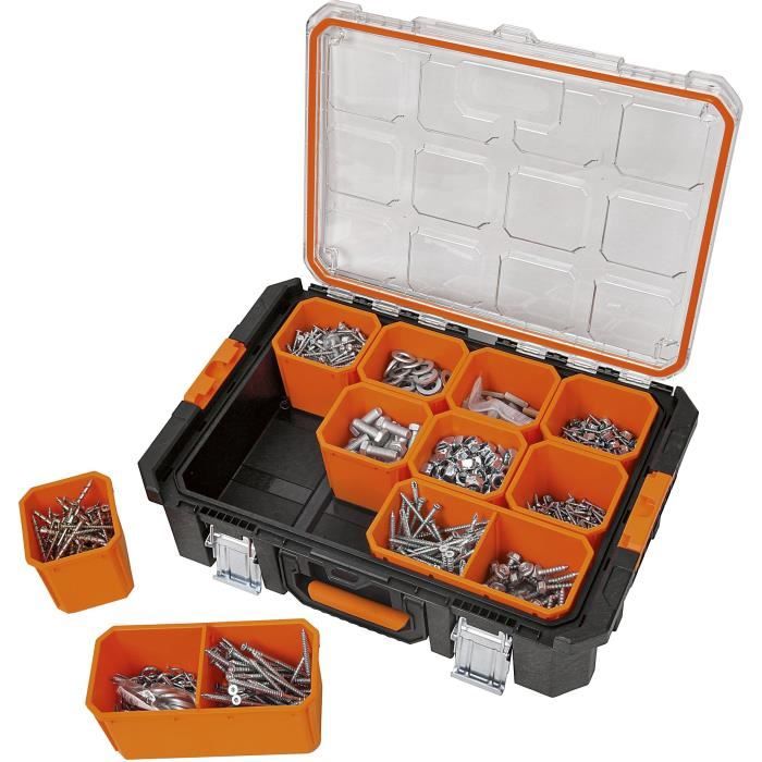 Organizer case - TOOD - 12 removable compartments - Transparent lid - 53x37x13 cm