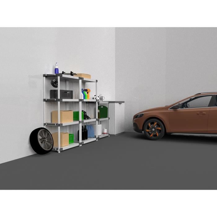 Plastic shelf - TOOD - 3 shelves - Load 80 kg per shelf - 80x40x85 cm - Black/grey