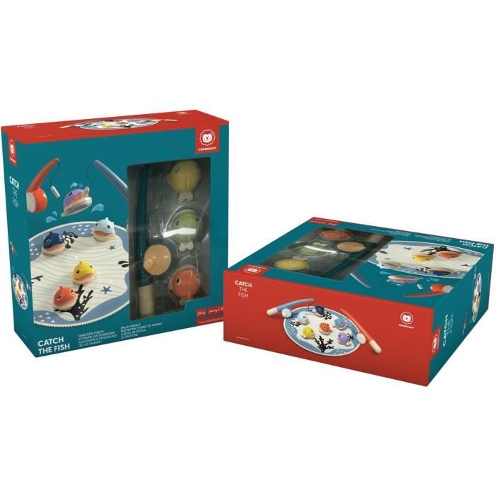 Catch Fish - TOP BRIGHT - 6 Magnetic Fish - 2 Fishing Rods - Fabric Mat