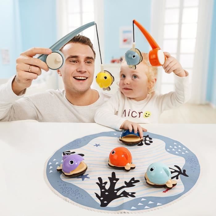 Catch Fish - TOP BRIGHT - 6 Magnetic Fish - 2 Fishing Rods - Fabric Mat
