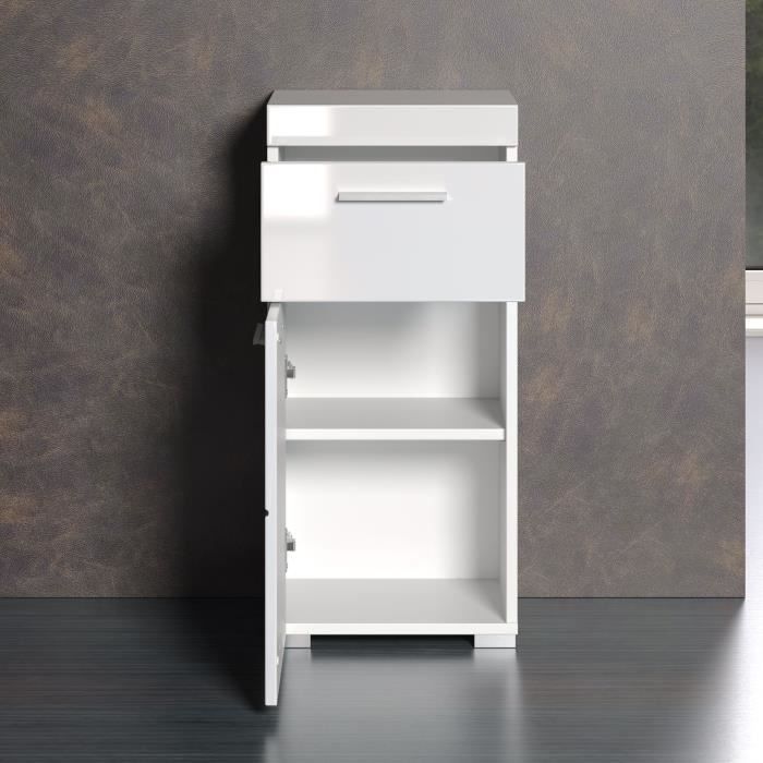 AMANDA bathroom cabinet - 1 door + 1 drawer - Glossy white - L37 x D31 x H79 cm