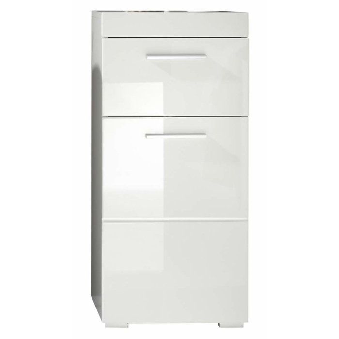 AMANDA bathroom cabinet - 1 door + 1 drawer - Glossy white - L37 x D31 x H79 cm