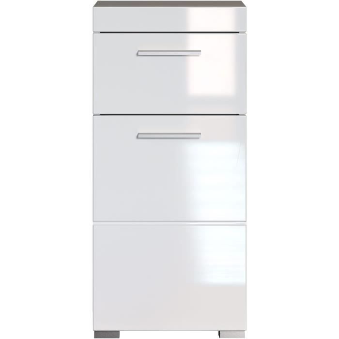AMANDA bathroom cabinet - 1 door + 1 drawer - Glossy white - L37 x D31 x H79 cm
