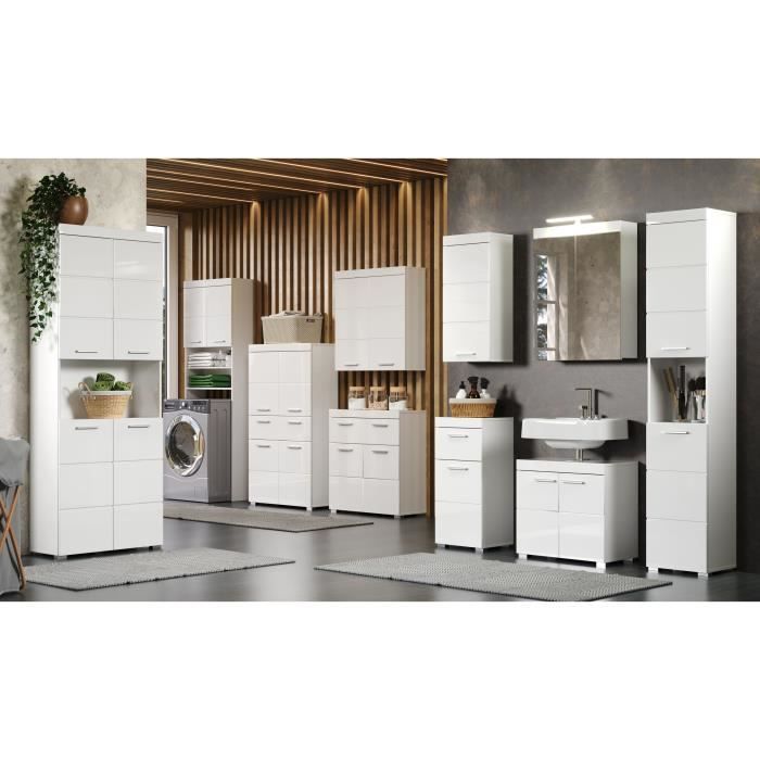 AMANDA bathroom cabinet - 2 doors - Glossy white - L73 x D23 x H77 cm -