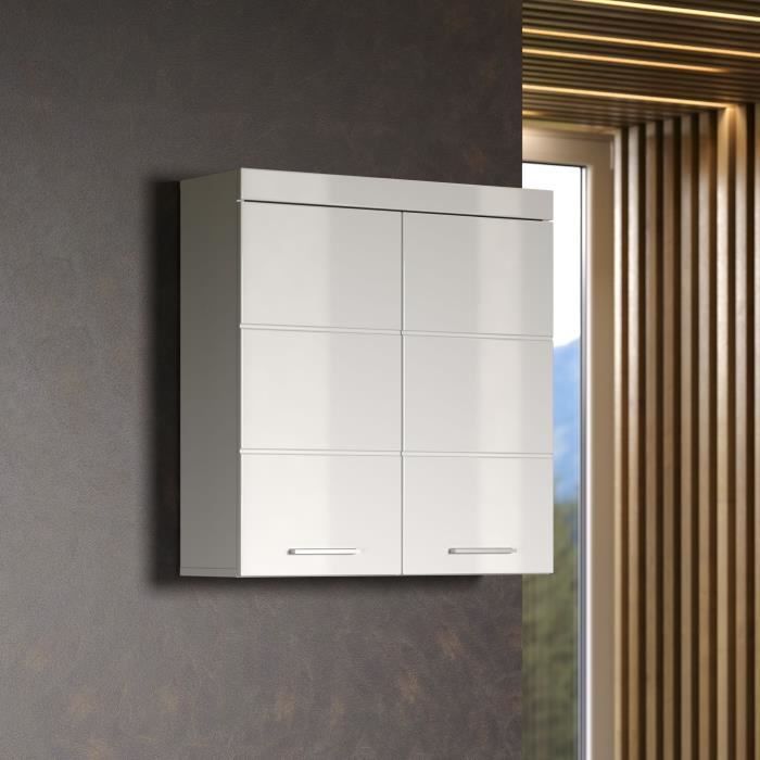 AMANDA bathroom cabinet - 2 doors - Glossy white - L73 x D23 x H77 cm -