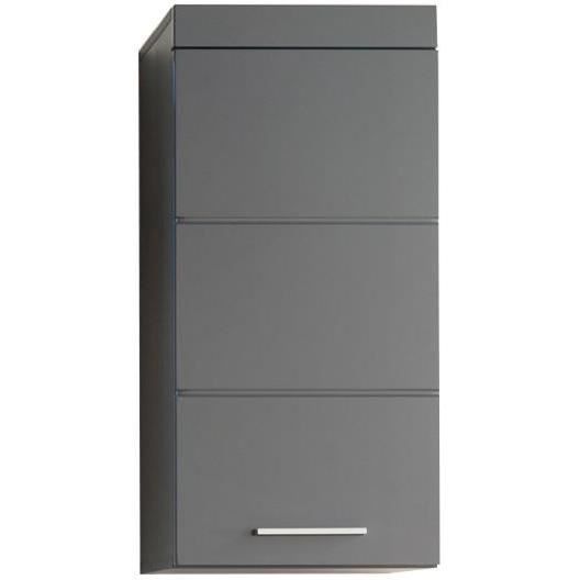 Bathroom wall unit - AMANDA - 1 door - Glossy grey - 37 x 77 x 23 cm
