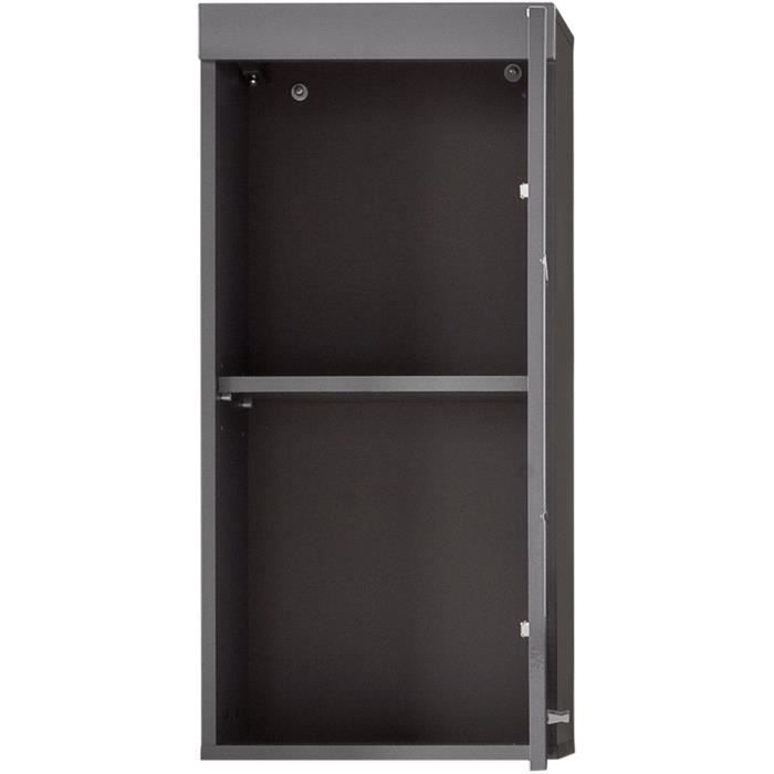 Bathroom wall unit - AMANDA - 1 door - Glossy grey - 37 x 77 x 23 cm