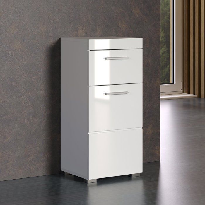 Bathroom base unit - AMANDA - 1 door + 1 drawer - L37 x D31 x H79 cm - Glossy Grey
