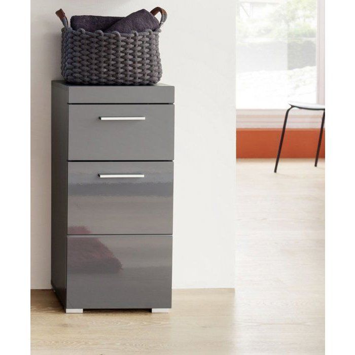 Bathroom base unit - AMANDA - 1 door + 1 drawer - L37 x D31 x H79 cm - Glossy Grey