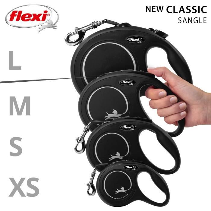 FLEXI New Classic Leash strap - L: 8 m - Black - Dogs
