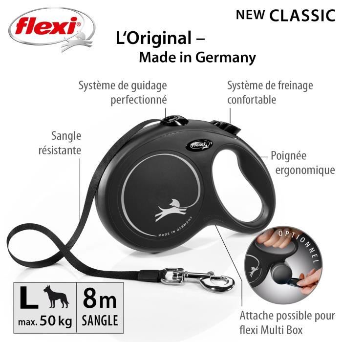 FLEXI New Classic Leash strap - L: 8 m - Black - Dogs