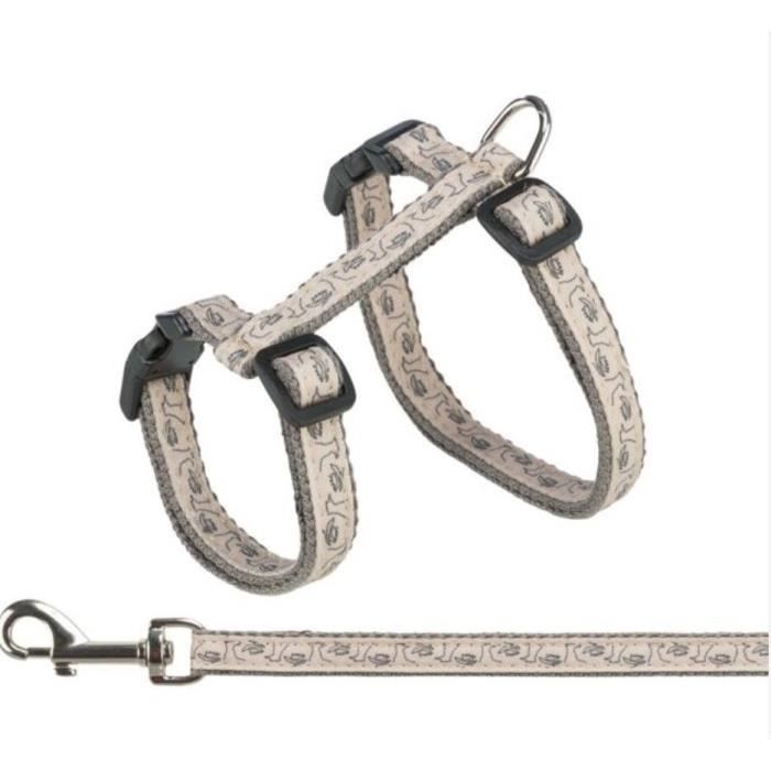 Harness with leash - TRIXIE - 2745 cm / 13 mm - 1.20 m - Grey / Pink