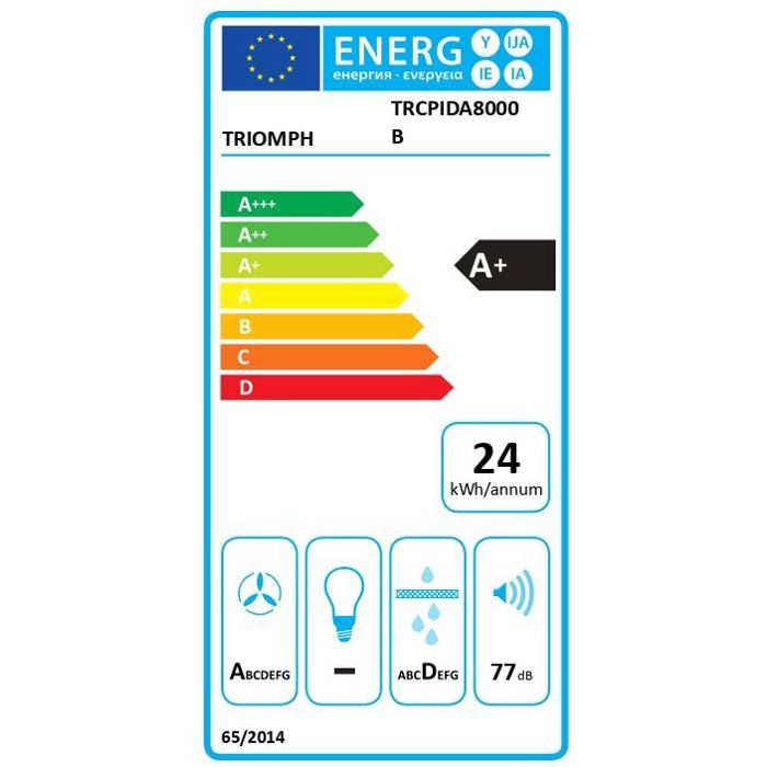 Plaque induction avec hotte intégrée - TRIOMPH - TRCPIDA8000B - 4 foyers - 80 cm - 7000 W