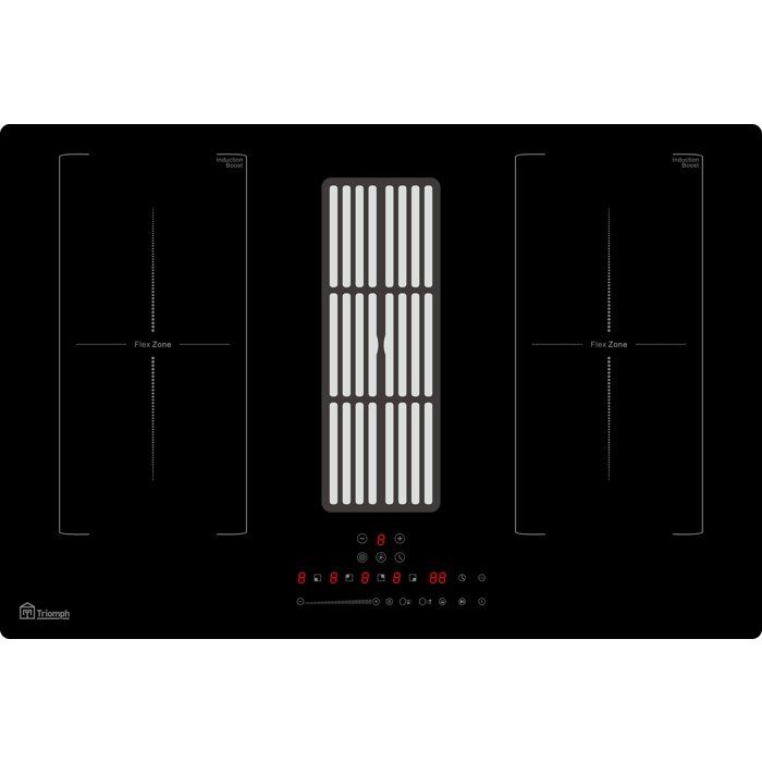 Plaque induction avec hotte intégrée - TRIOMPH - TRCPIDA8000B - 4 foyers - 80 cm - 7000 W